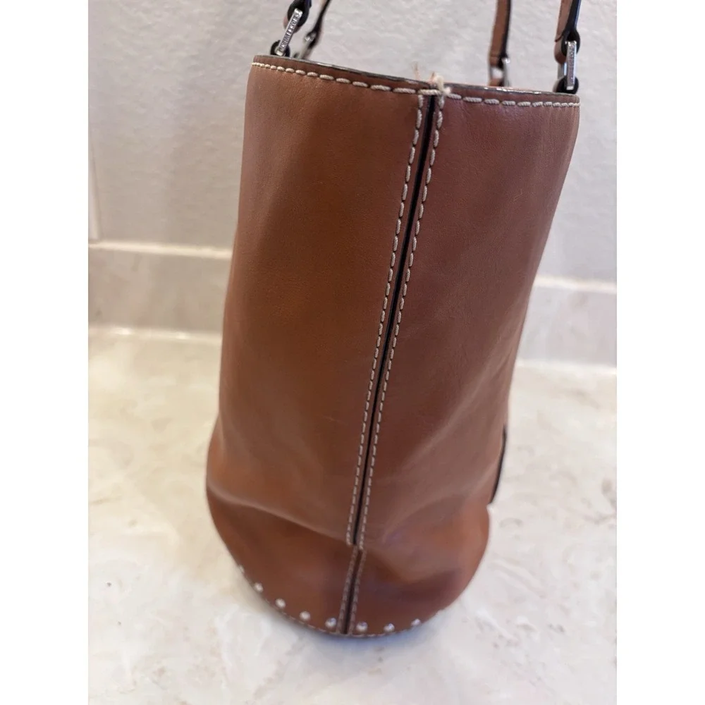 Michael Kors Astor Large Luggage Brown  Leather Studded Tote Bag - Picture 11 of 16